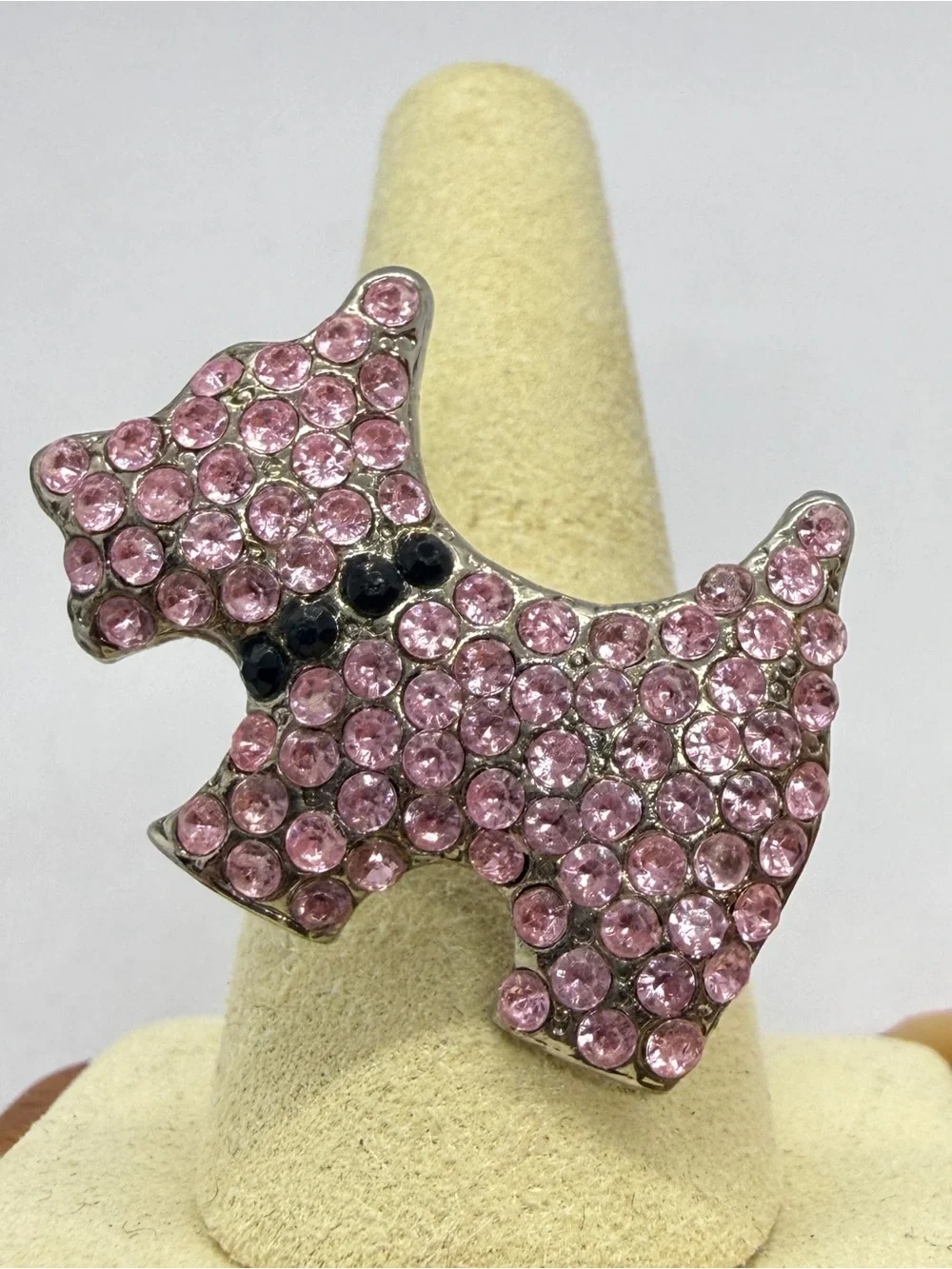Scottie Dog Brooch Pink Rhinestone  Scottish Terrier Pin Kawaii Puppy Jewelry